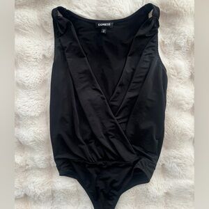 Express Black Wrap Bodysuit Size XS